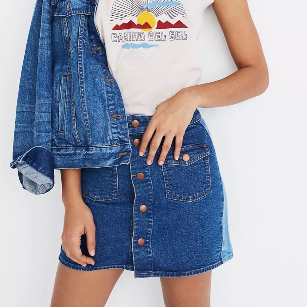 Madewell Denim Button Down Skirt